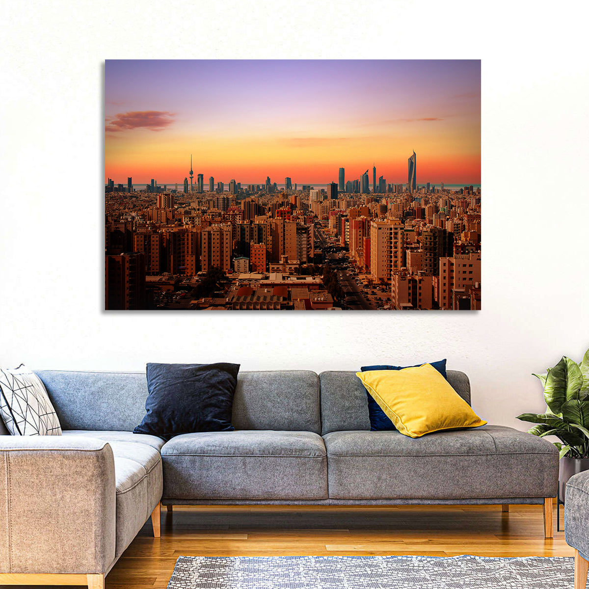 Kuwait City Skyline at Dusk Wall Art