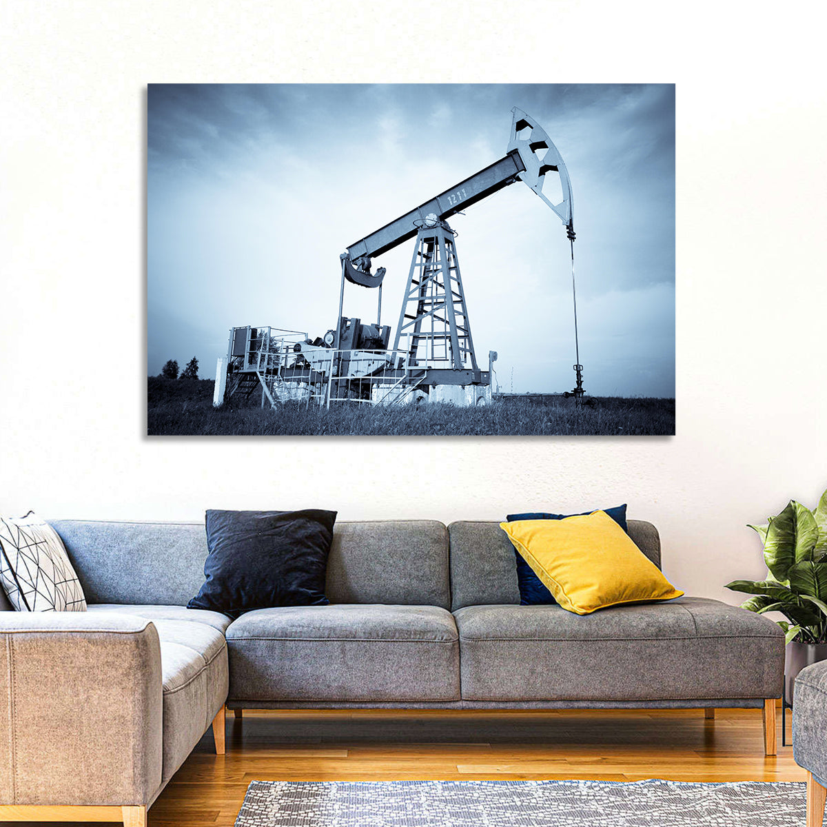 Oil Pump Jack 1211 Wall Art in a room, landscape