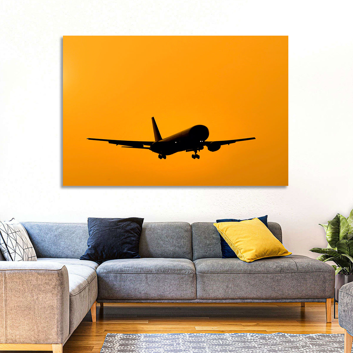 Golden Hour Airliner Silhouette Wall Art