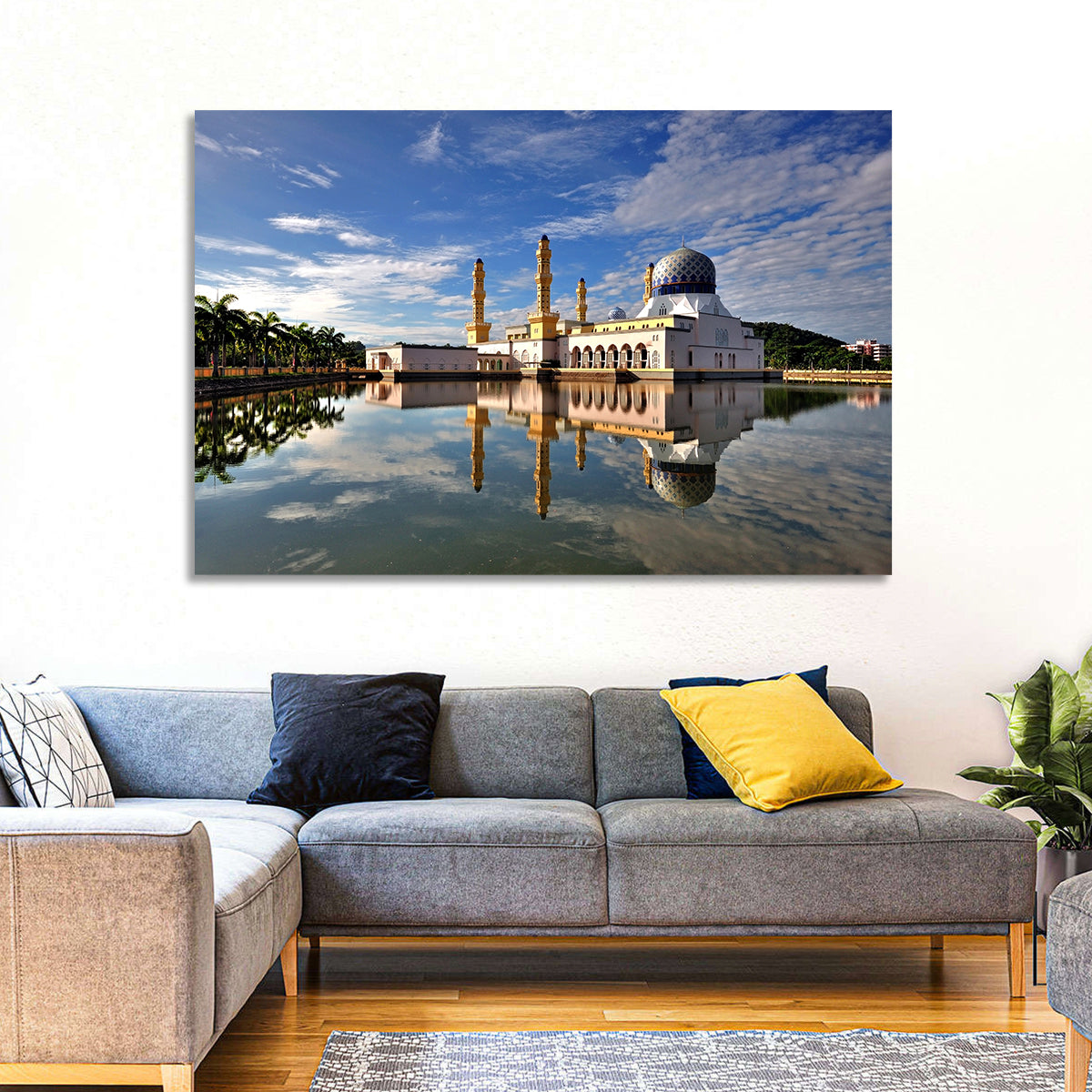 Kota Kinabalu City Mosque Wall Art in a room, landscape