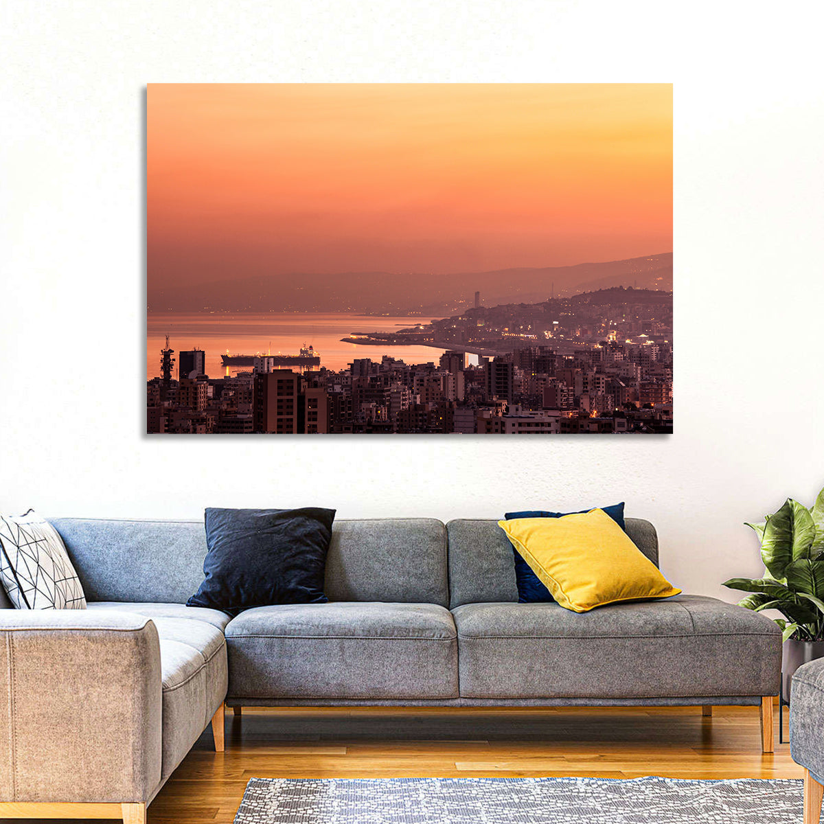 Beirut Sunset Skyline Wall Art