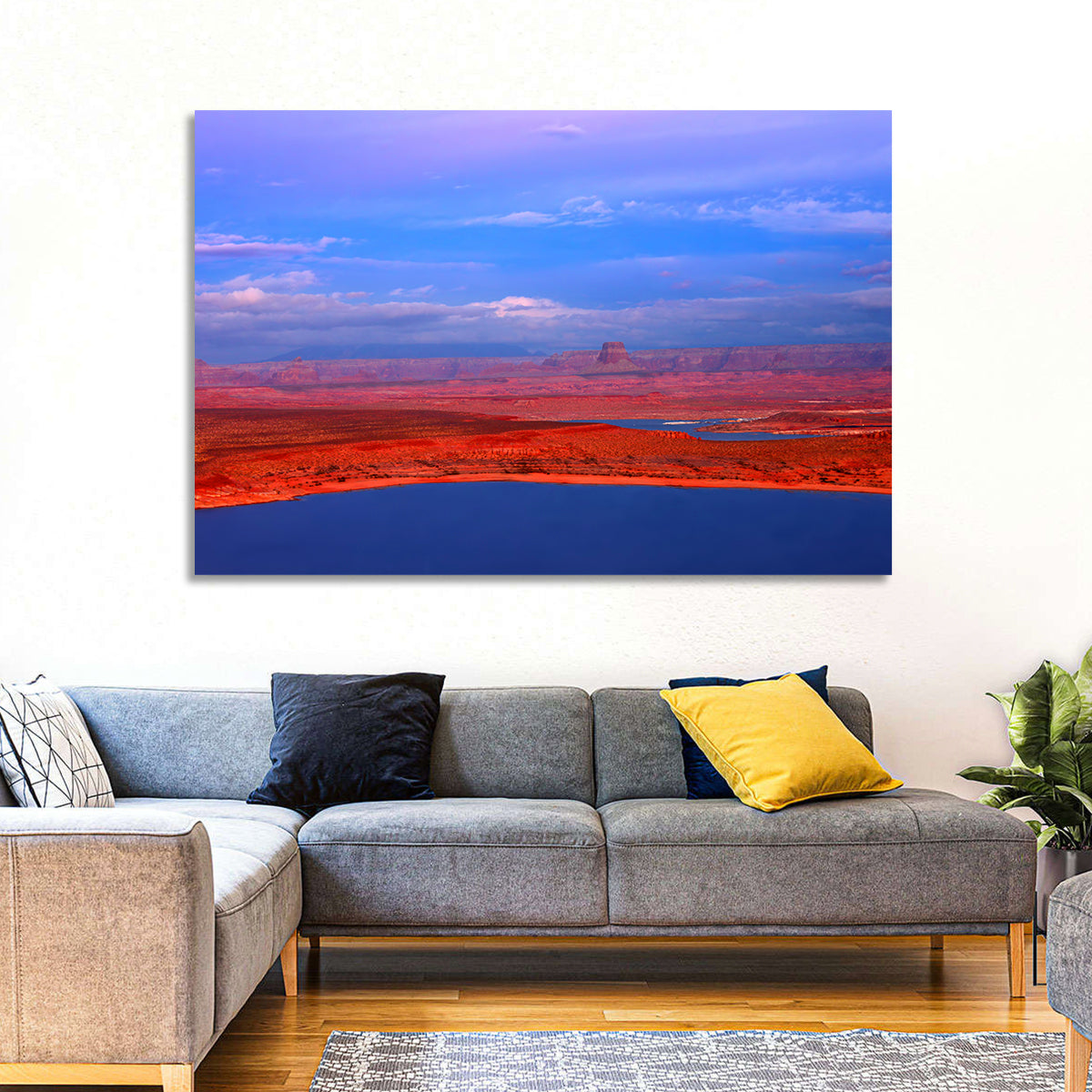 Lake Powell Sunset Wall Art in a room, landscape