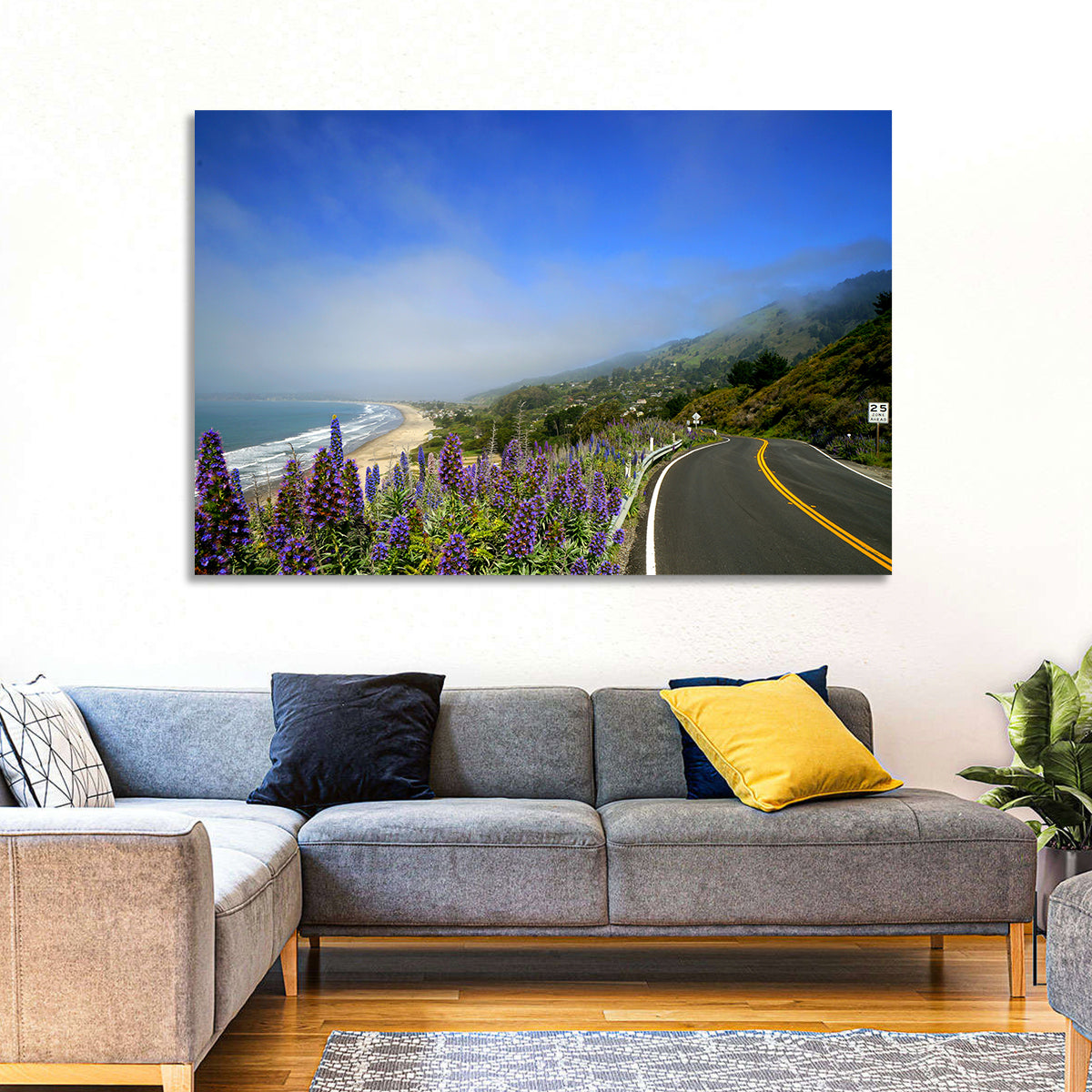 Big Sur Coastal Road Wall Art in a room, landscape