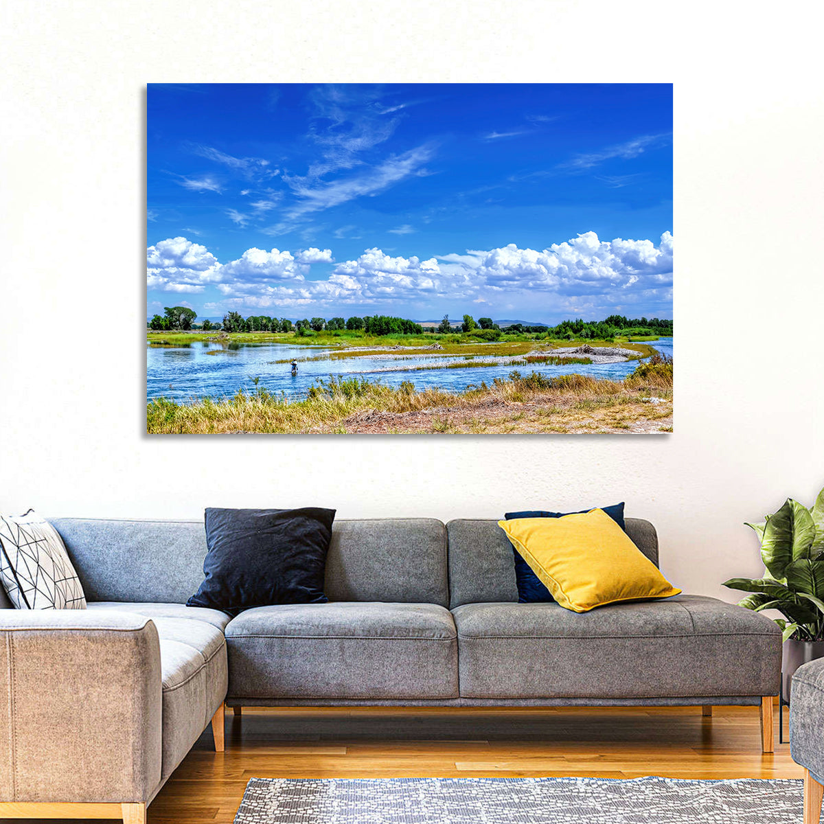 Snake River Fly Fishing, Idaho Wall Art in a room, landscape