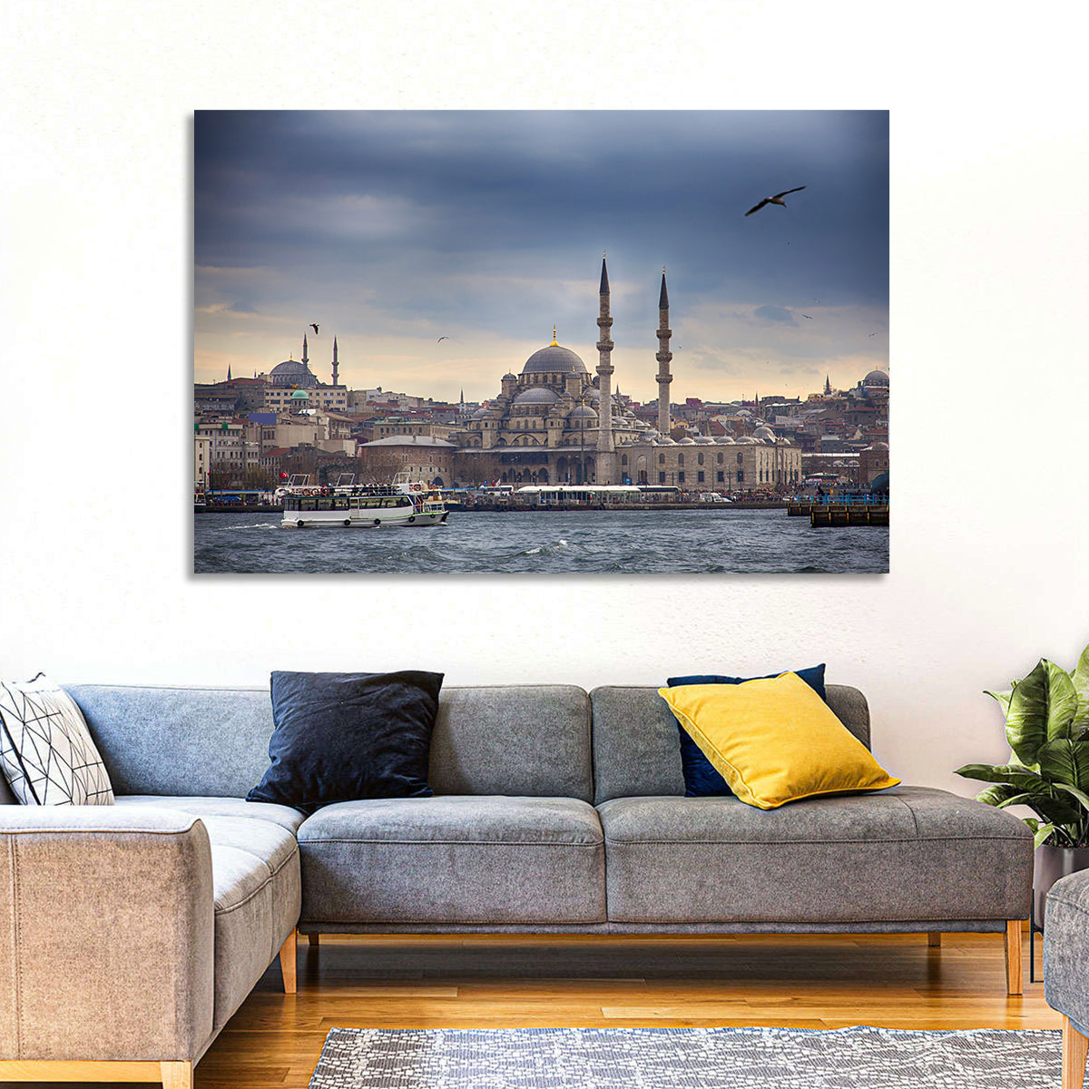 Istanbul Skyline with New Mosque Wall Art in a room, landscape