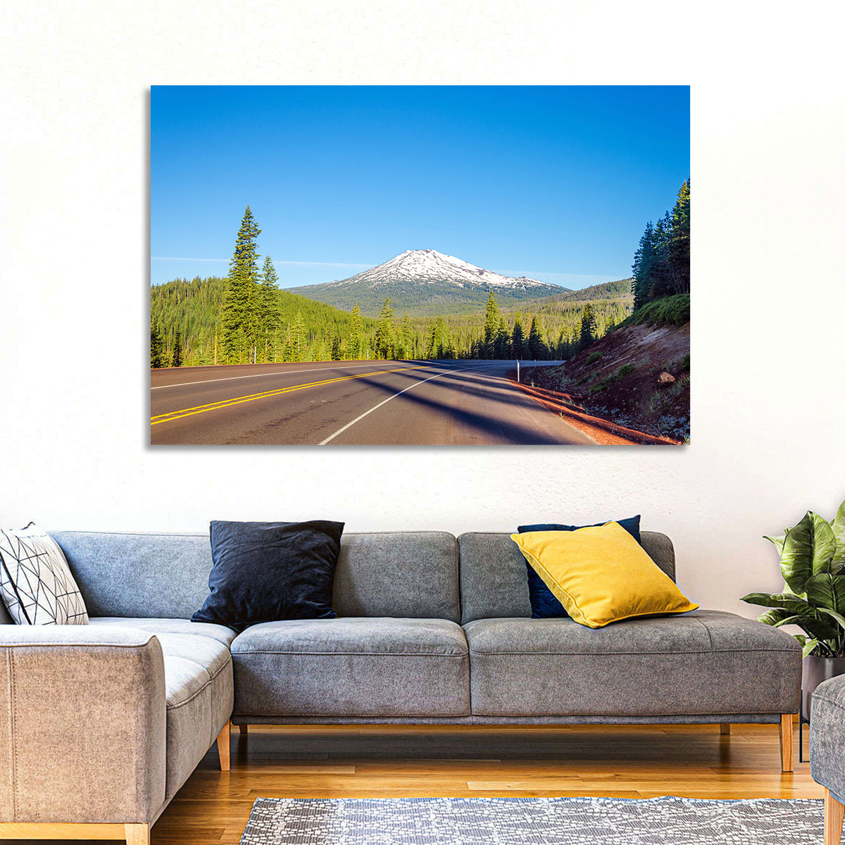 Highway to Mount Bachelor Wall Art in a room, landscape