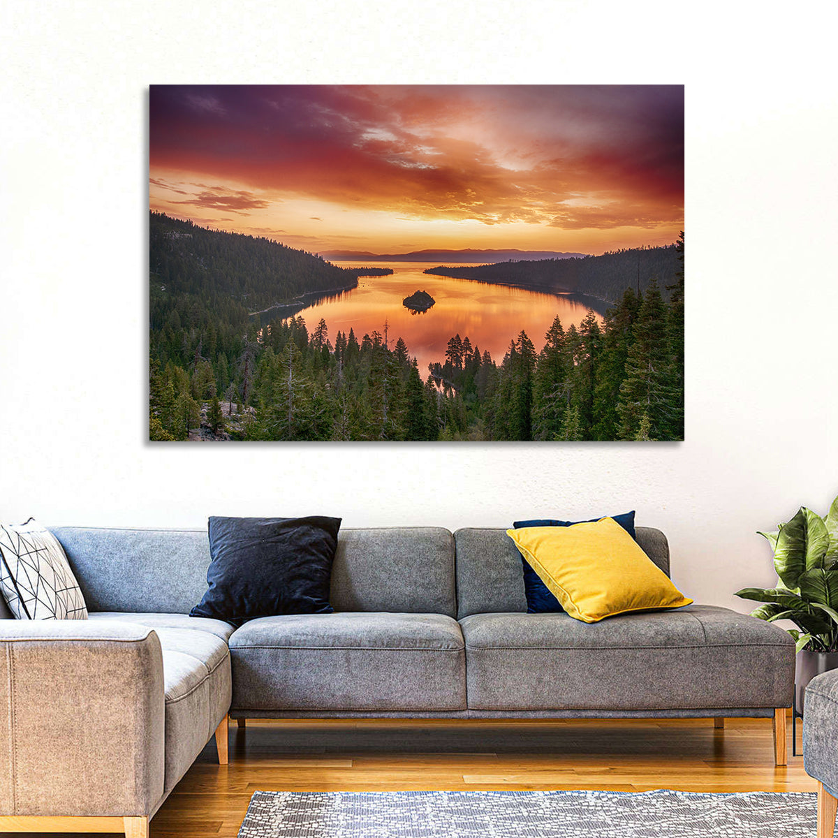 Emerald Bay Sunrise, Lake Tahoe Wall Art in a room, landscape