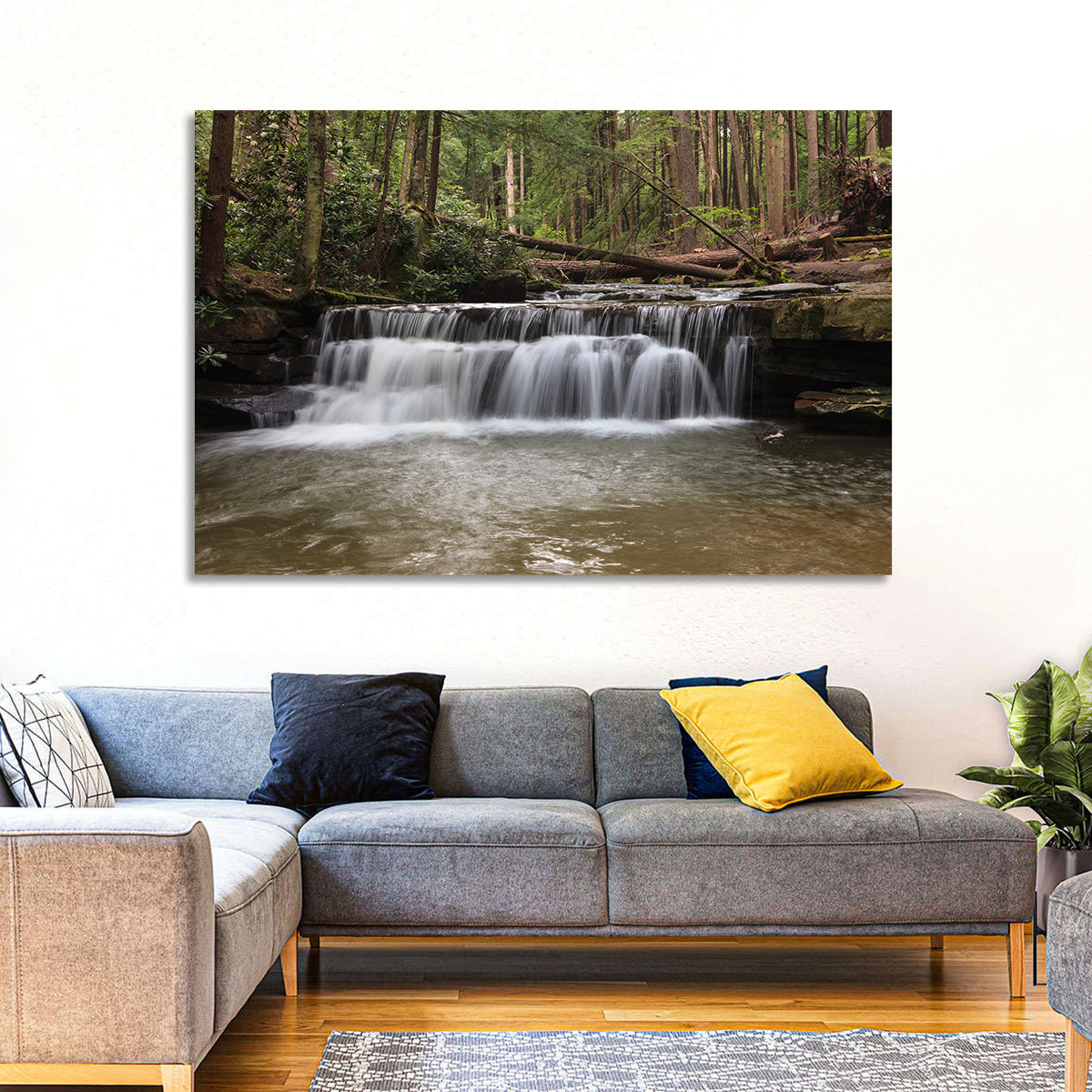 Tolliver Waterfall Wall Art in a room, landscape
