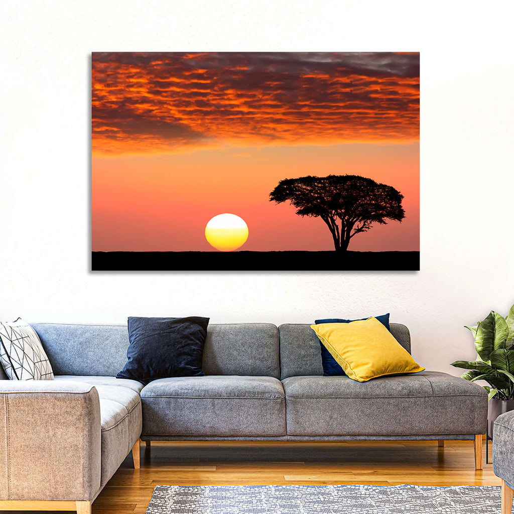 Serengeti Sunset Silhouette Wall Art