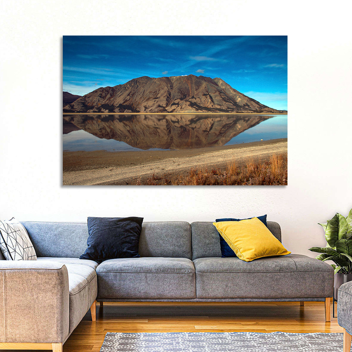 Rocky Peak Reflection, Kluane Lake Wall Art in a room, landscape