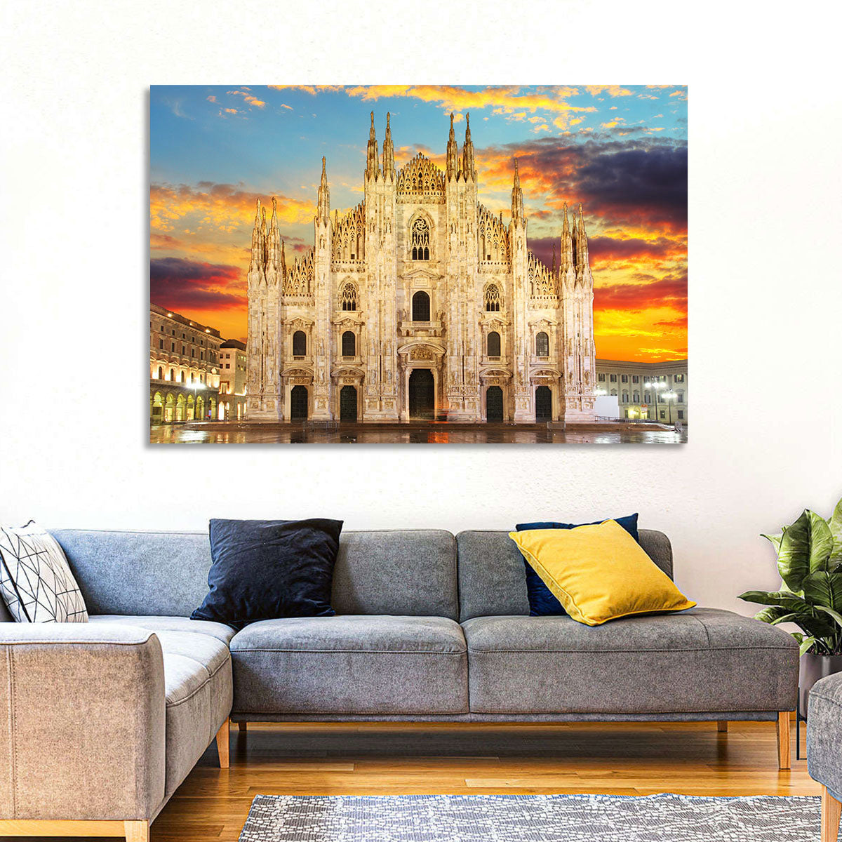 Milan Duomo at Sunset Wall Art in a room, landscape