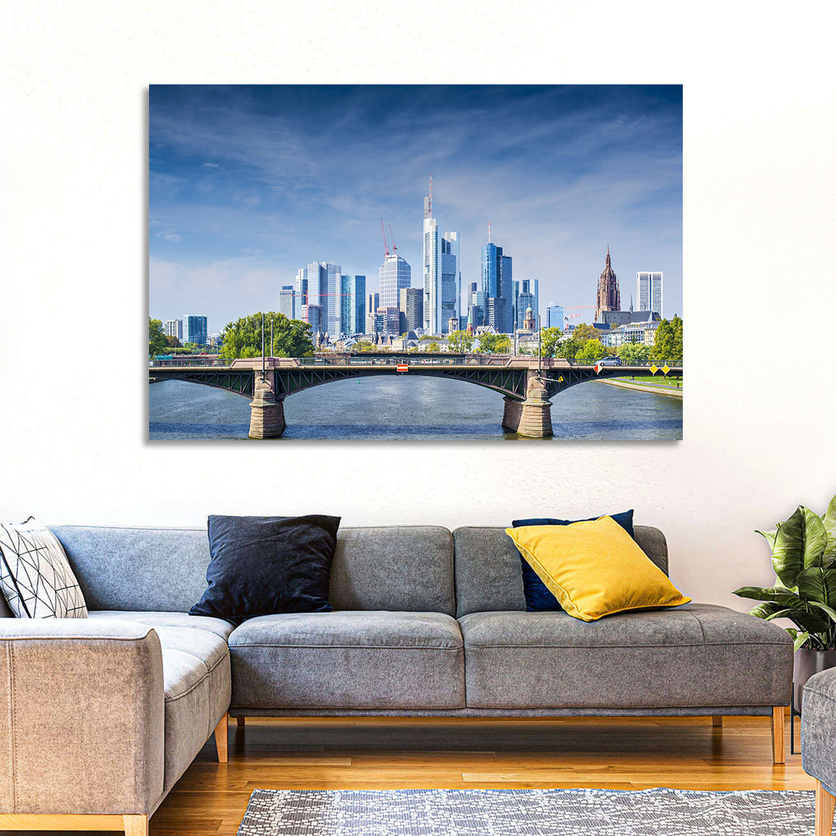 Frankfurt Skyline with Eiserner Steg Wall Art