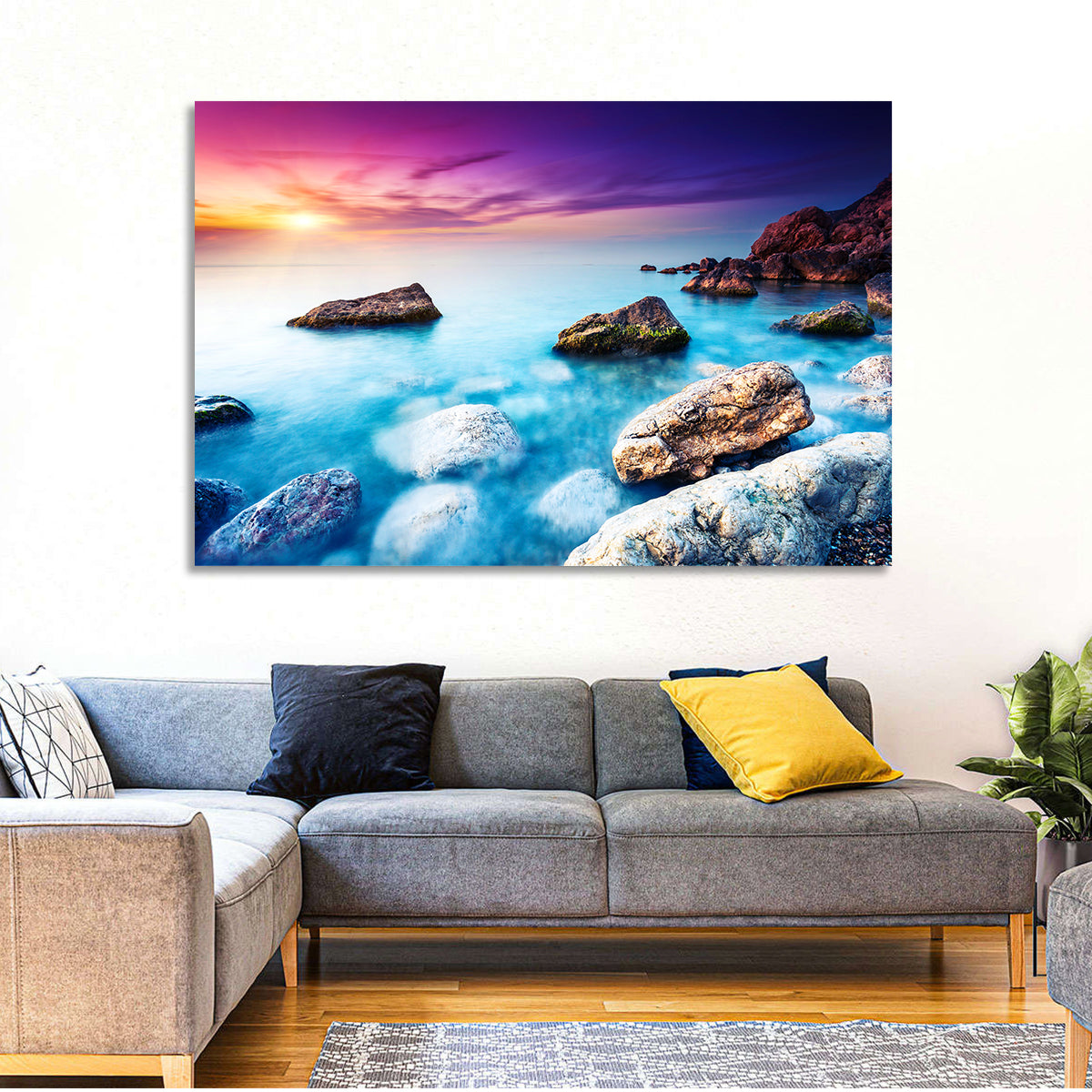 Rocky Beach Sunset Wall Art