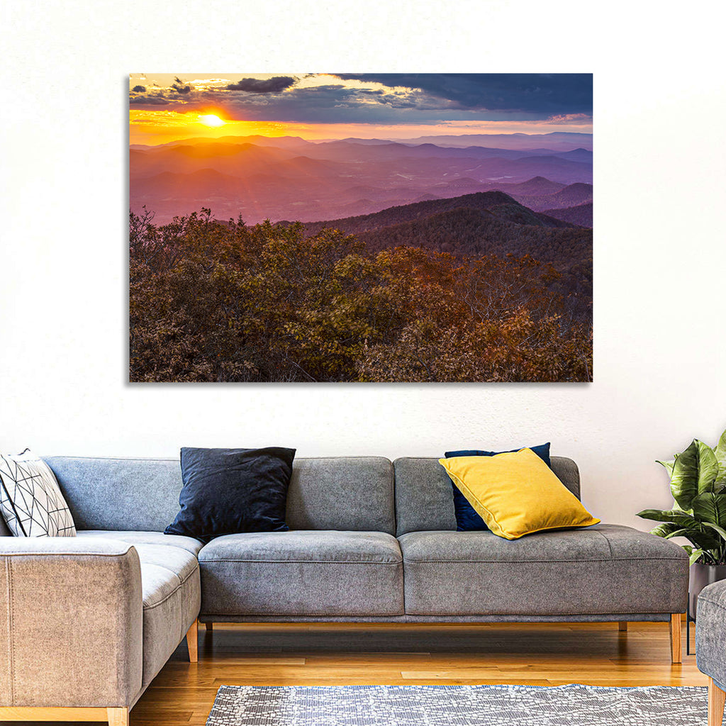 Blue Ridge Sunset Over Autumn Ridges Wall Art