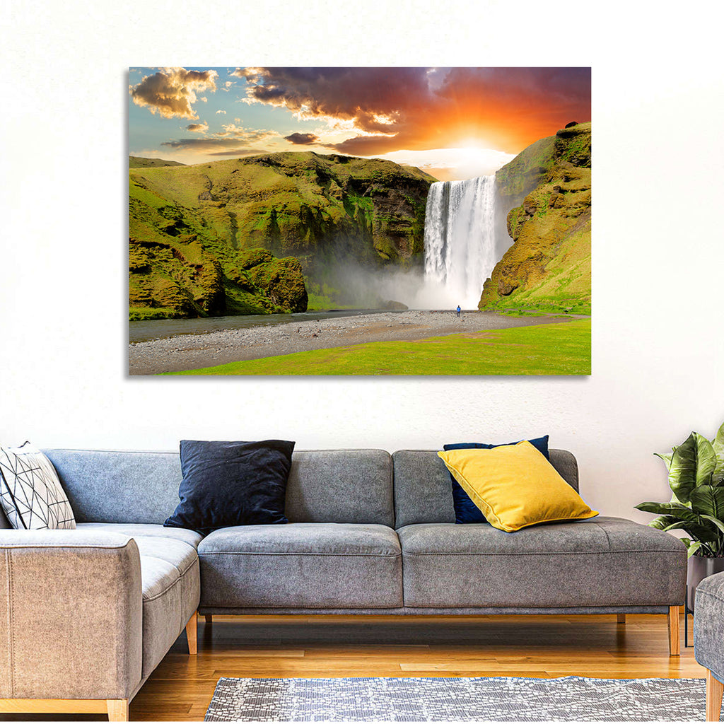 Skógafoss at Sunset Wall Art
