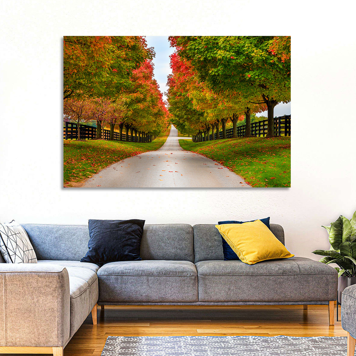 Tree-lined Farm Lane, Kentucky Wall Art in a room, landscape