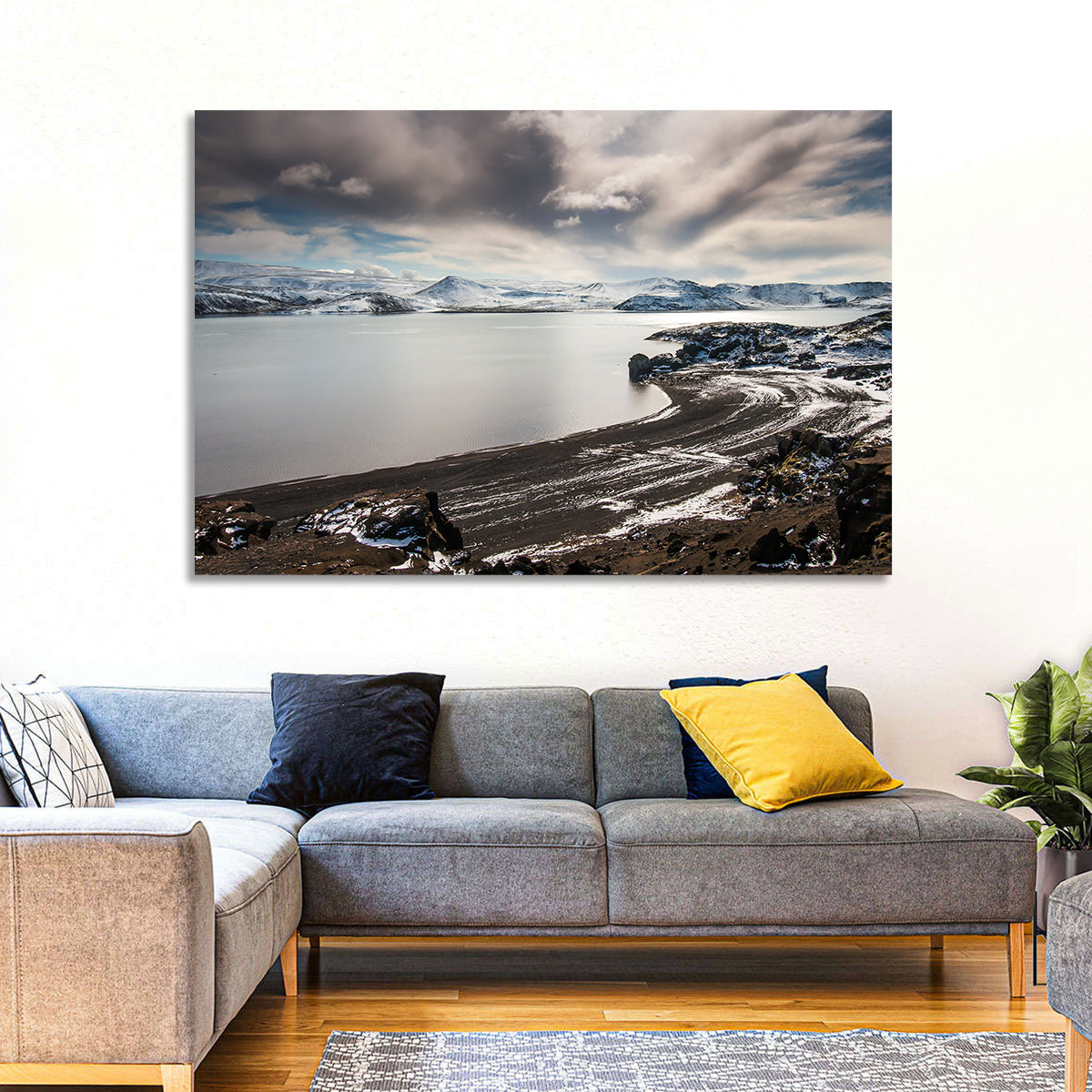 Kleifarvatn Black Sand Shore Wall Art