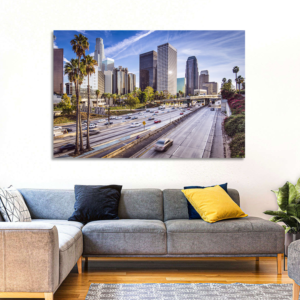 Los Angeles Freeway to Downtown Skyline Wall Art