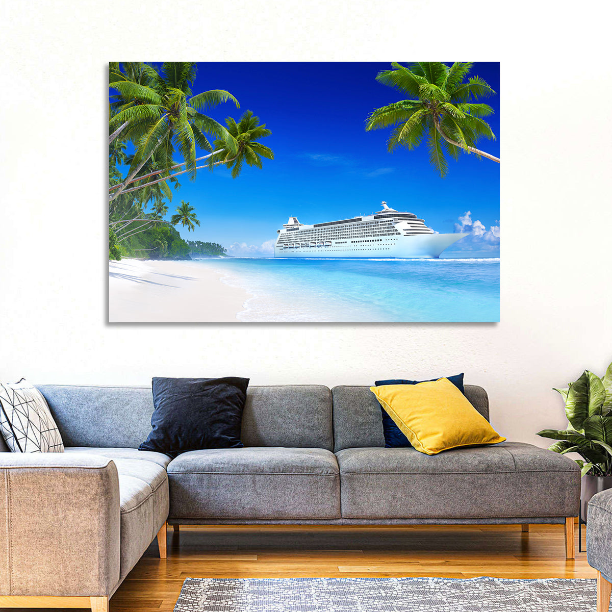 Tropical Beach Cruise Ship Shoreline Wall Art