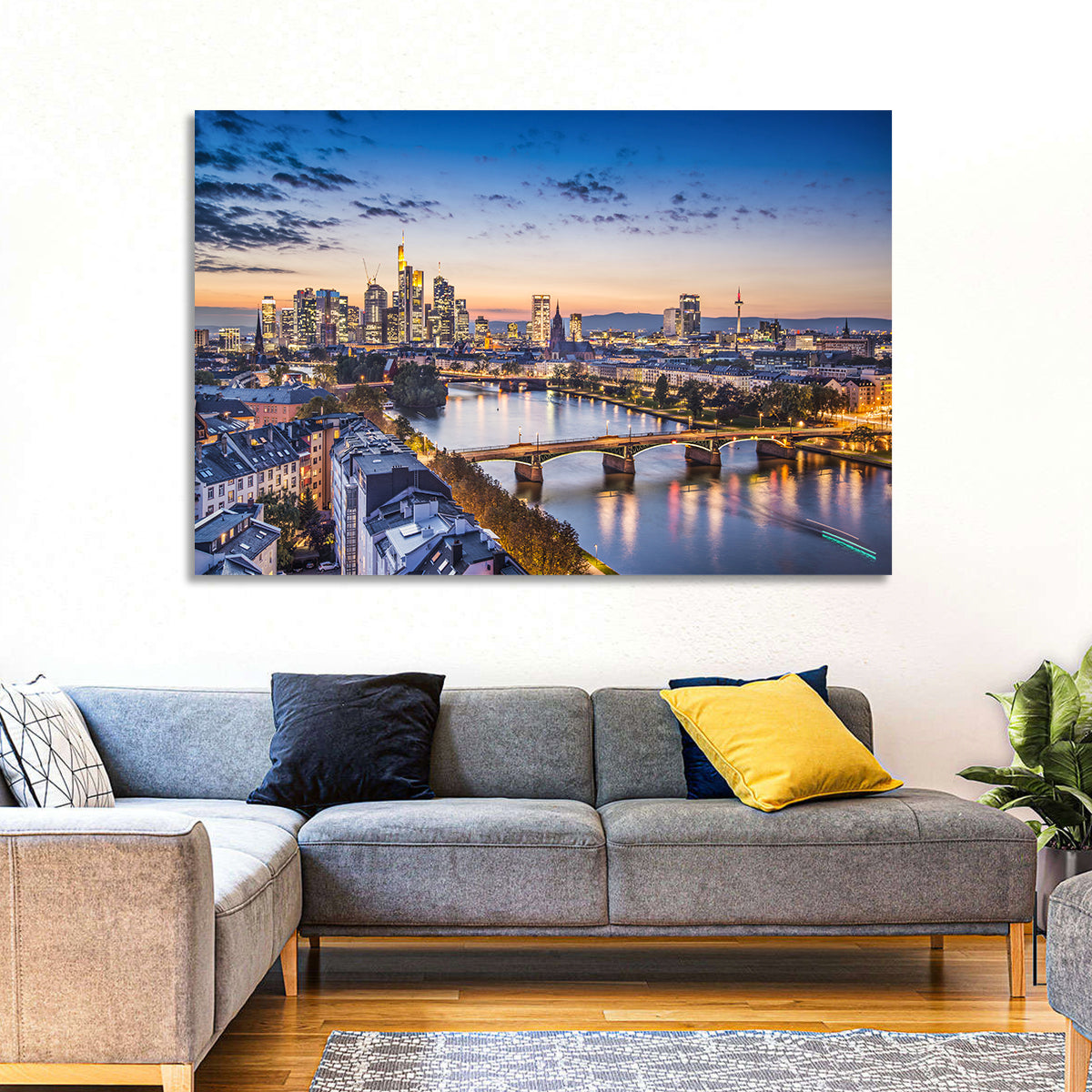 Frankfurt Twilight Skyline Wall Art
