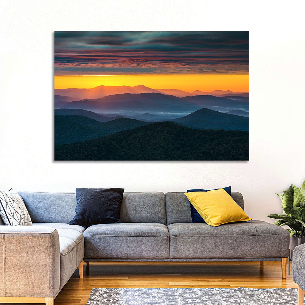 Misty Blue Ridge Sunrise North Carolina Wall Art