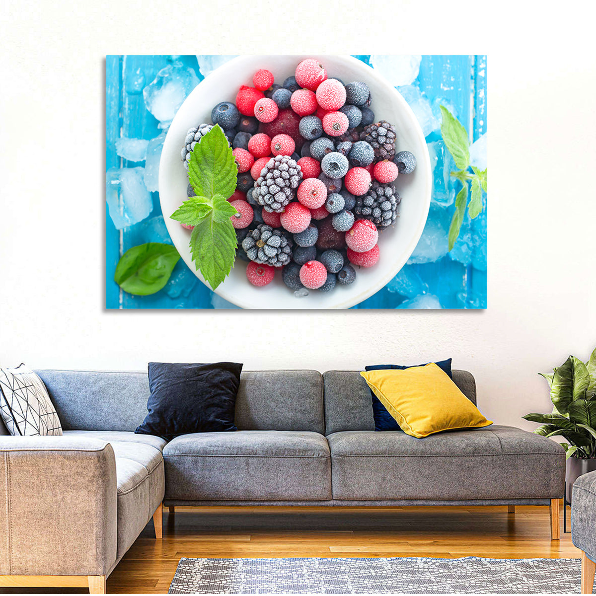 Frozen Berry Bowl Wall Art in a room, landscape