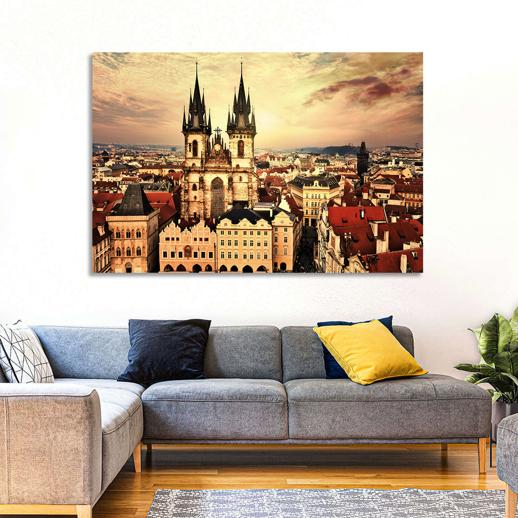 Prague Old Town Skyline at Golden Hour Wall Art