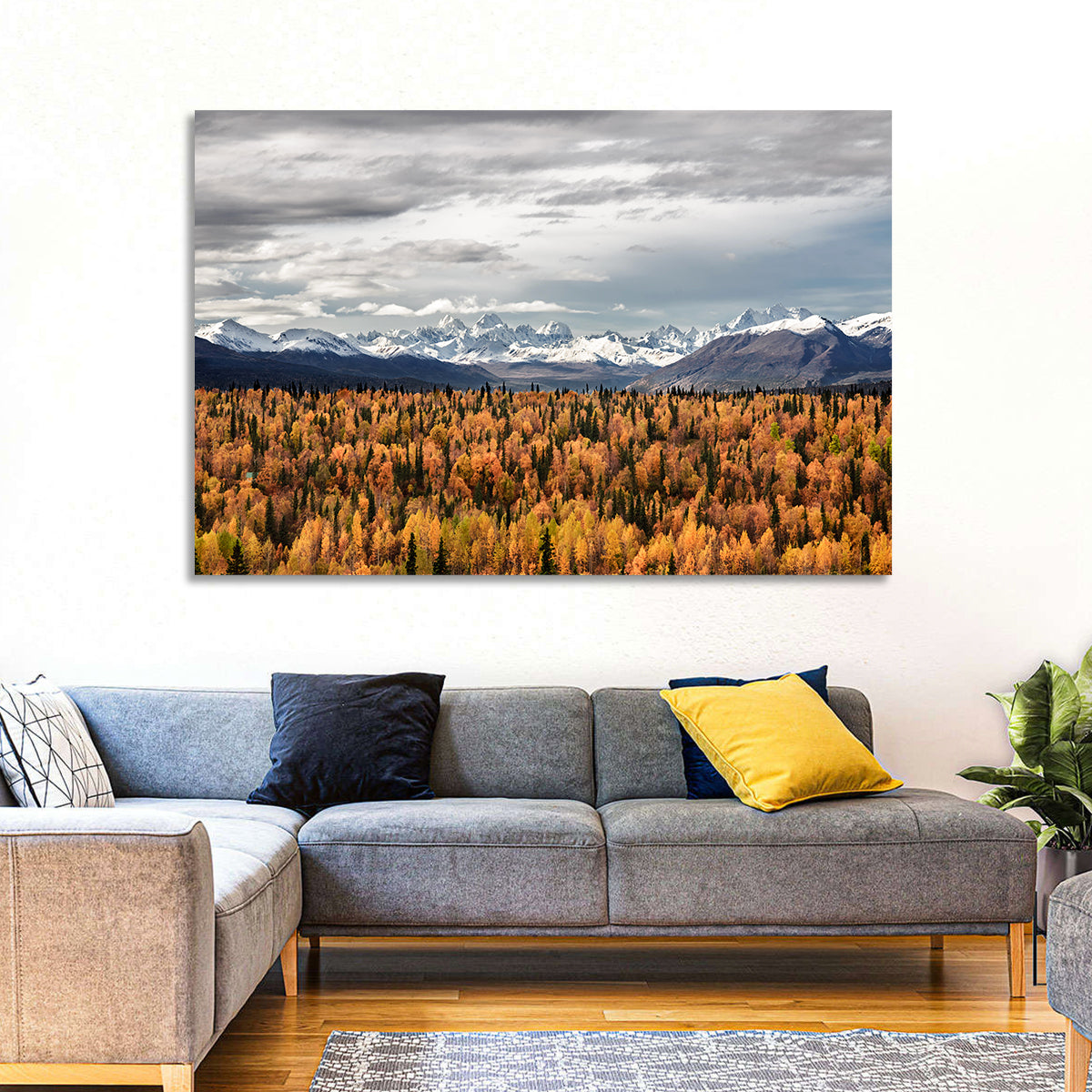 Talkeetna Autumn Landscape Wall Art in a room, landscape