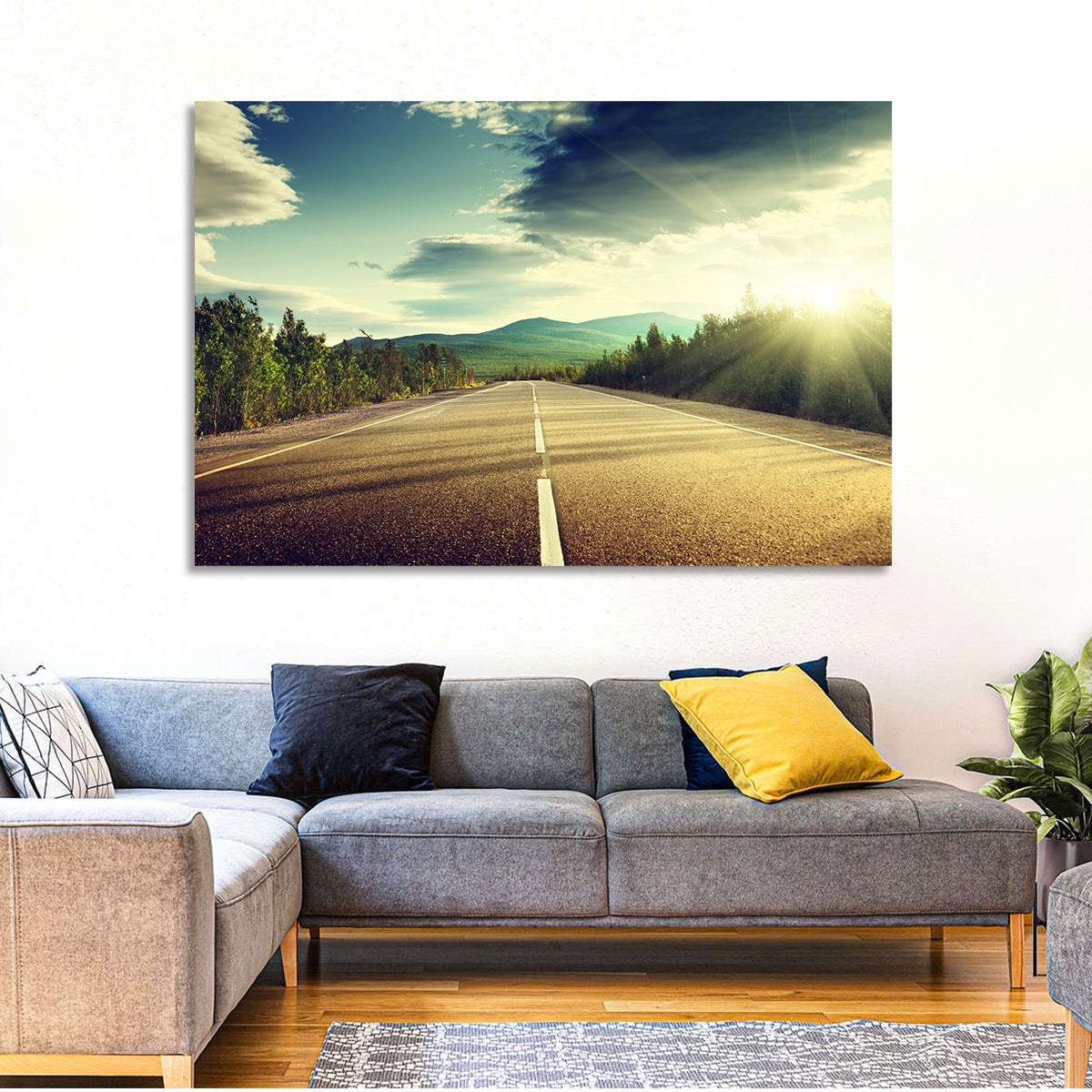 Sunlit Asphalt Road Wall Art