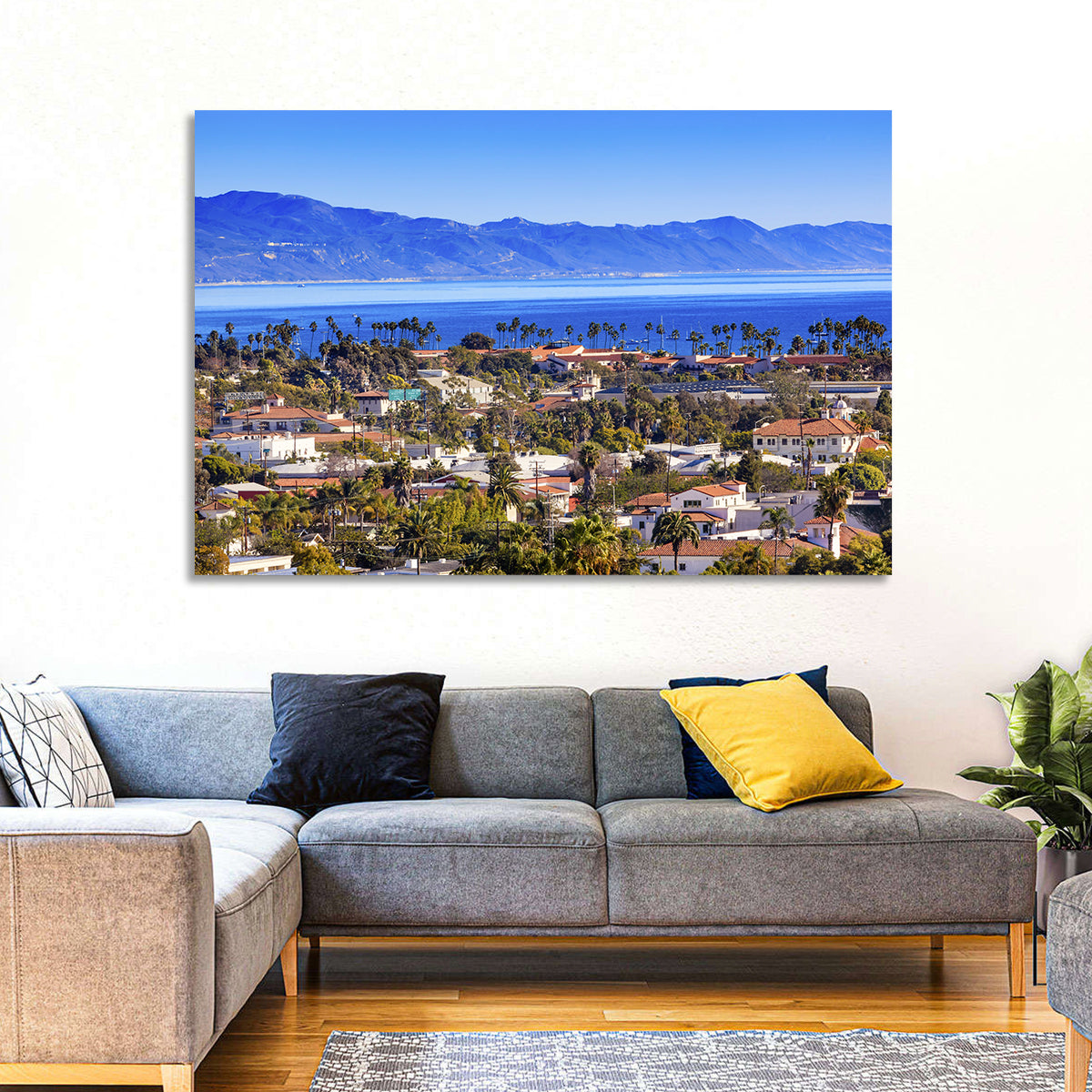Santa Barbara Waterfront View Wall Art in a room, landscape