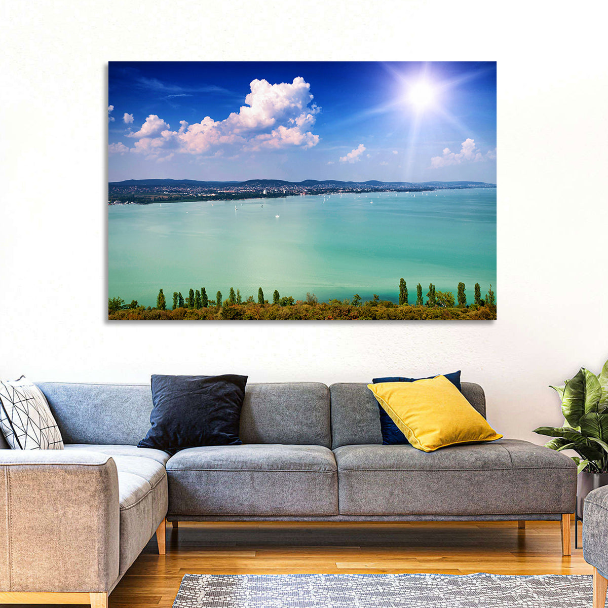 Tihany View Lake Balaton Wall Art in a room, landscape