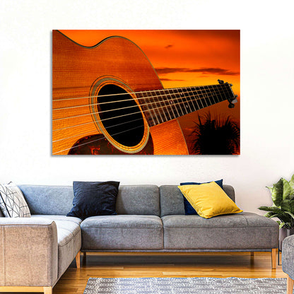 Acoustic Guitar Sunset Wall Art