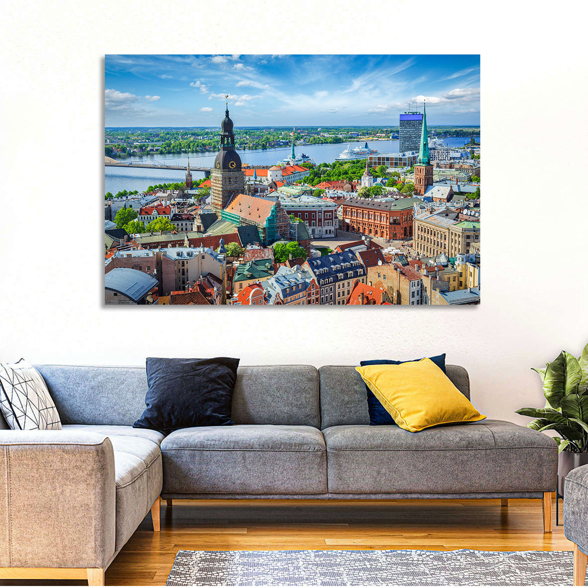 Riga Cityscape Wall Art in a room, landscape