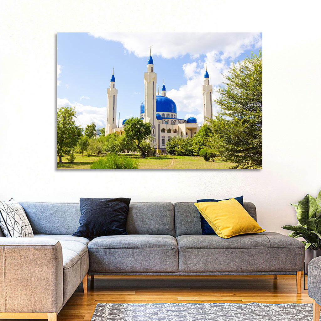 Blue Domed Mosque with Golden Minarets Wall Art