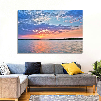 Cloudy Lake Sunset Wall Art