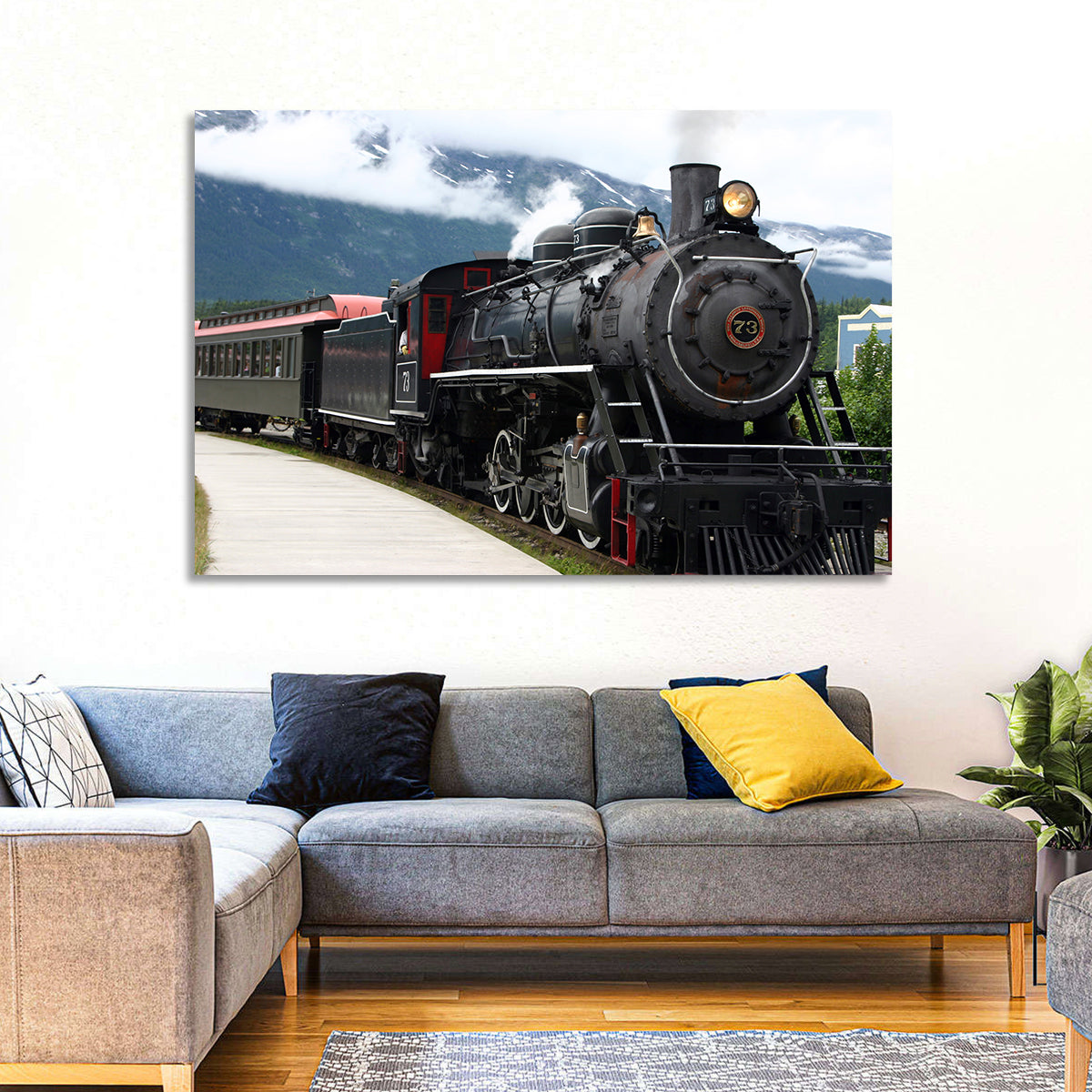Skagway Steam Locomotive No. 73 Wall Art in a room, landscape