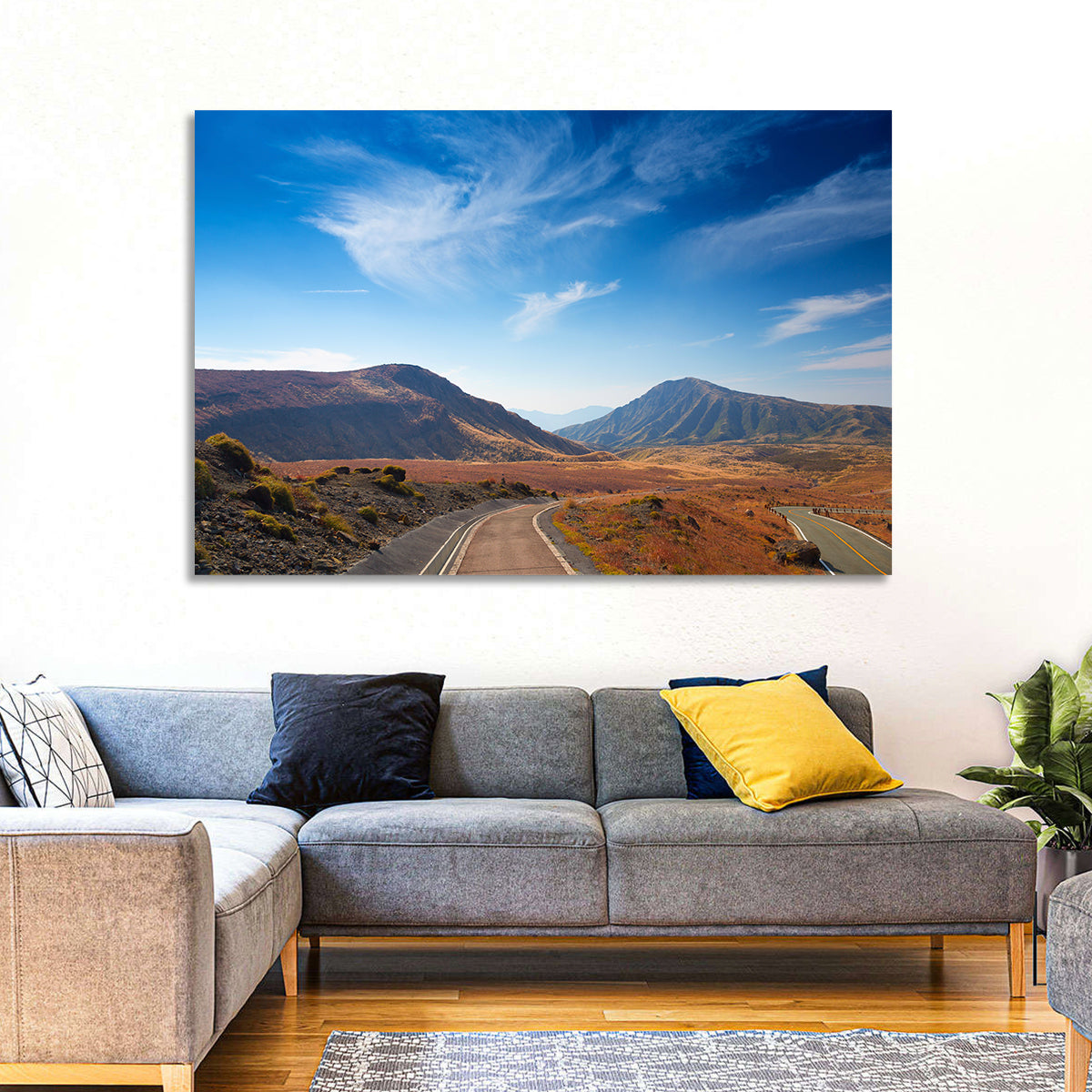 Mount Aso Winding Road Wall Art