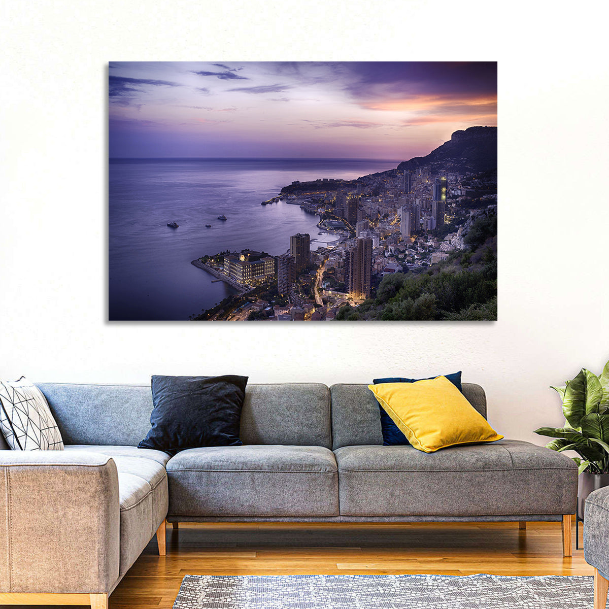 Monte Carlo at Dusk Wall Art in a room, landscape