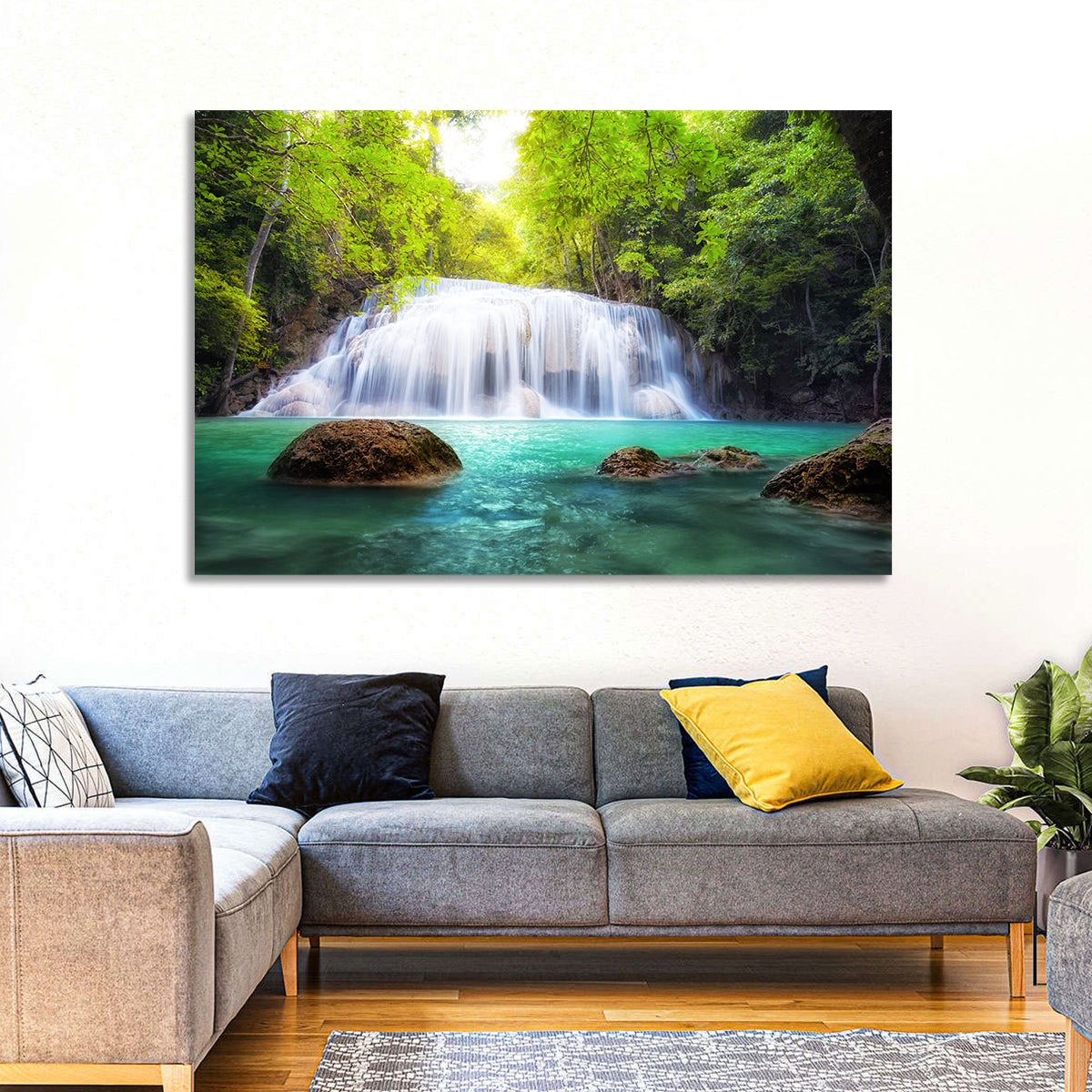 Erawan Falls Turquoise Waterfall Wall Art