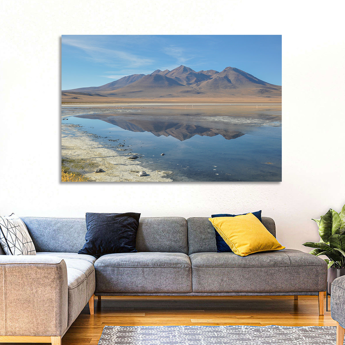 Sur Lipez Salt Lake Reflection Wall Art in a room, landscape