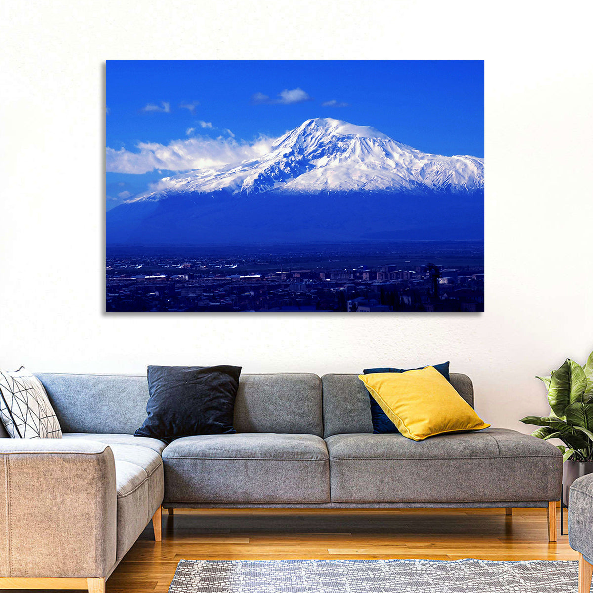 Mount Ararat Over Yerevan Wall Art in a room, landscape