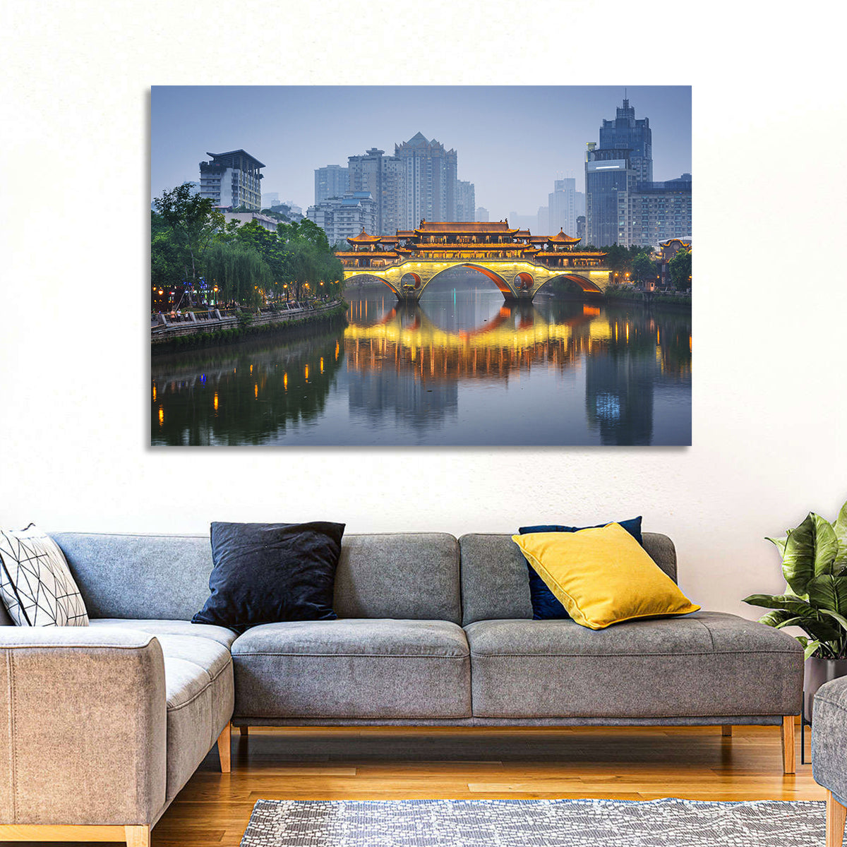 Anshun Bridge at Twilight Wall Art in a room, landscape