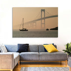 Newport Bridge in Golden Haze Wall Art
