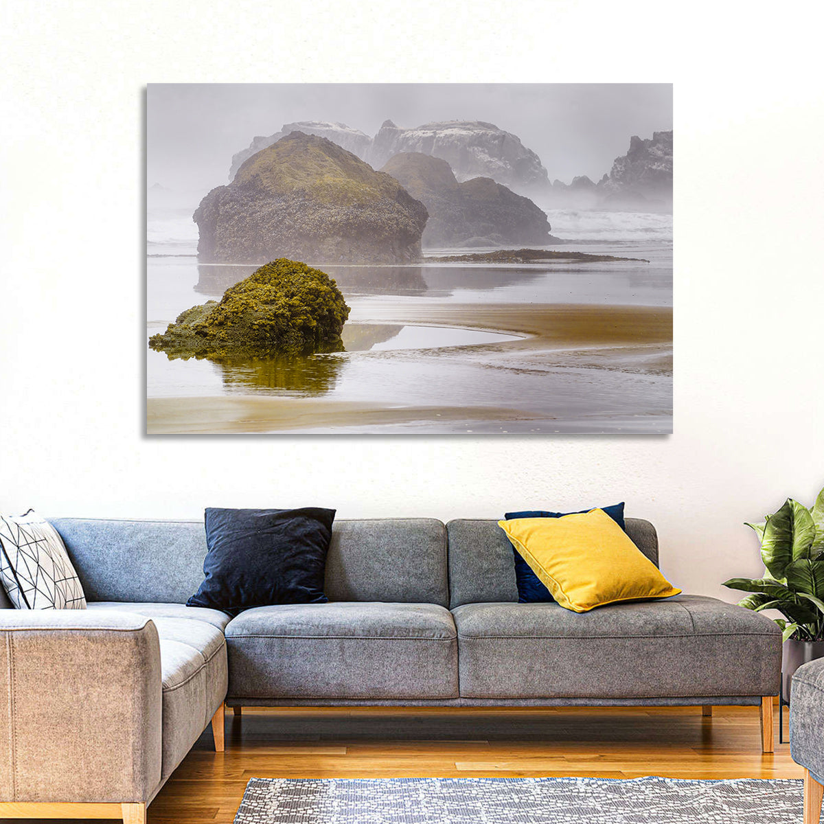 Misty Oregon Sea Stacks Wall Art