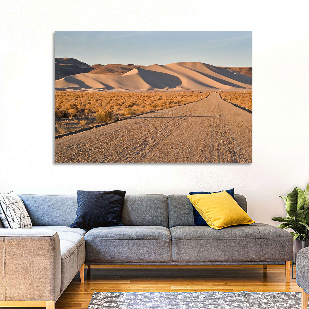 Sand Mountain Dune Road Wall Art in a room, landscape