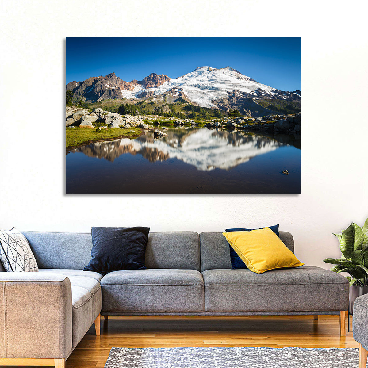 Snow-capped Mount Baker Wall Art in a room, landscape
