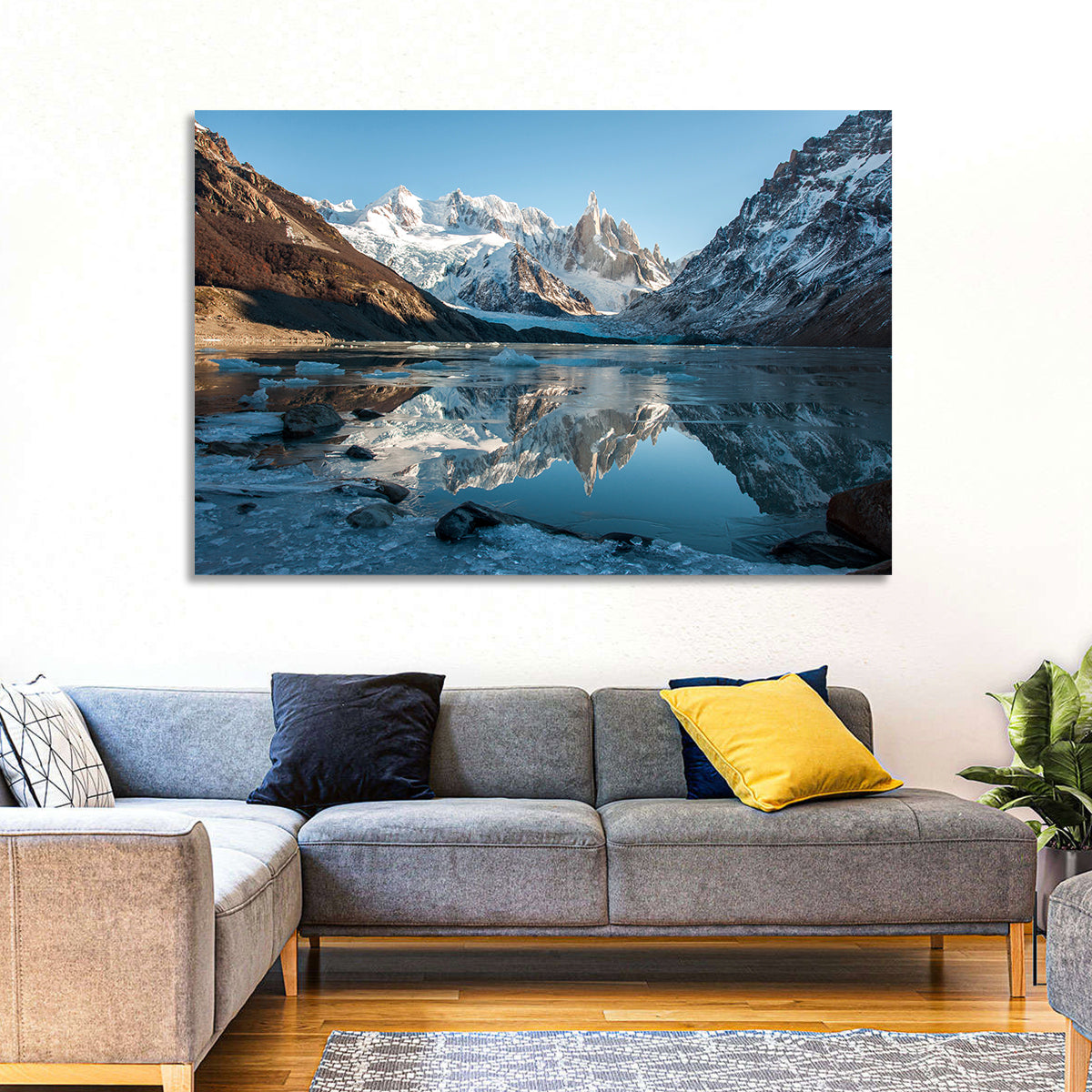 Cerro Torre Reflection, Laguna Torre Wall Art in a room, landscape