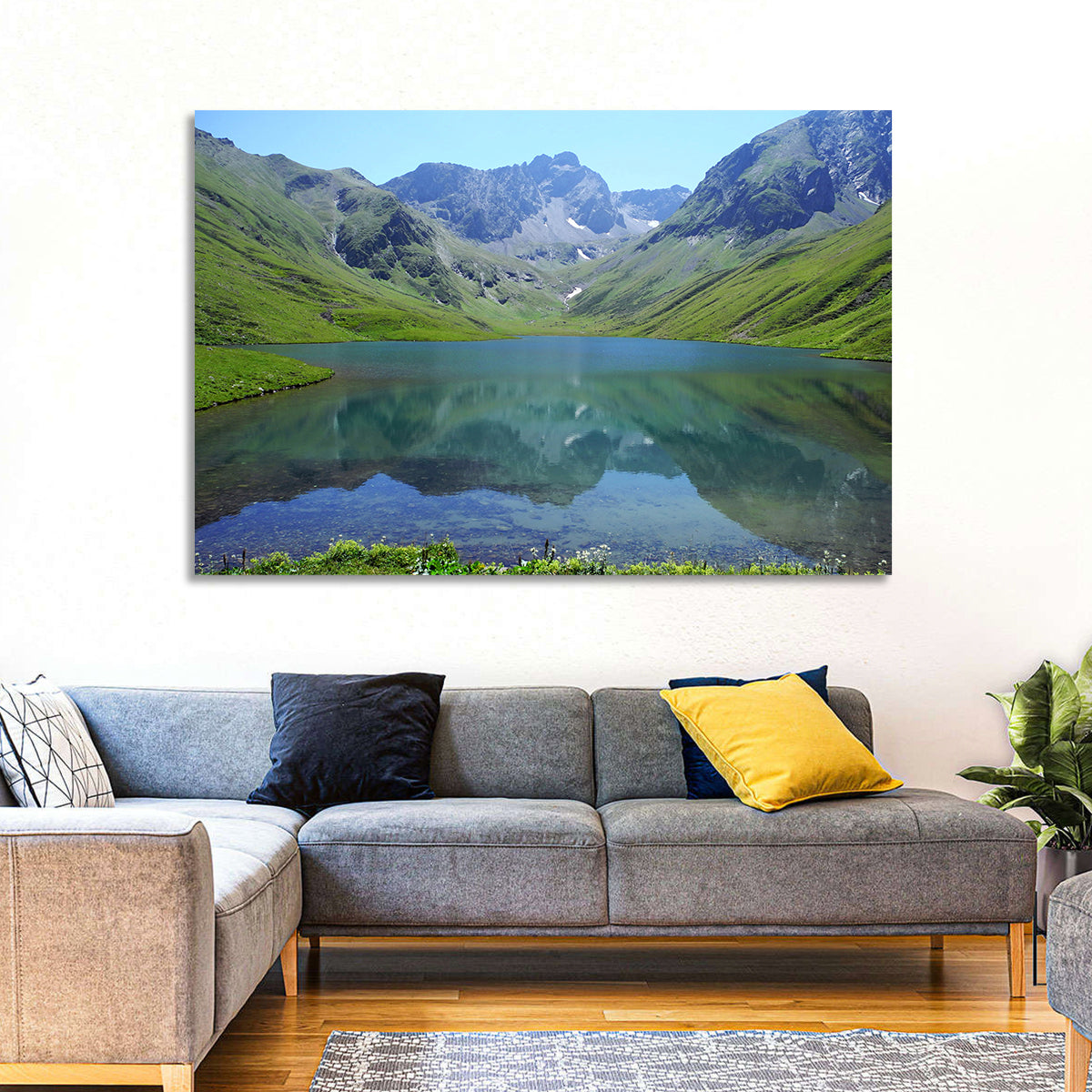 Urup Lake Reflection Wall Art in a room, landscape