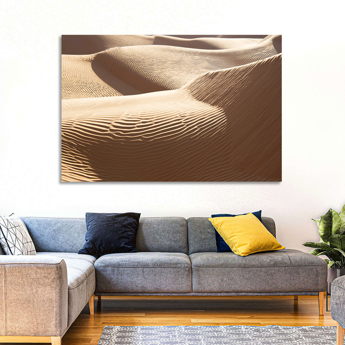 Sahara Sand Dunes Close-up Wall Art in a room, landscape