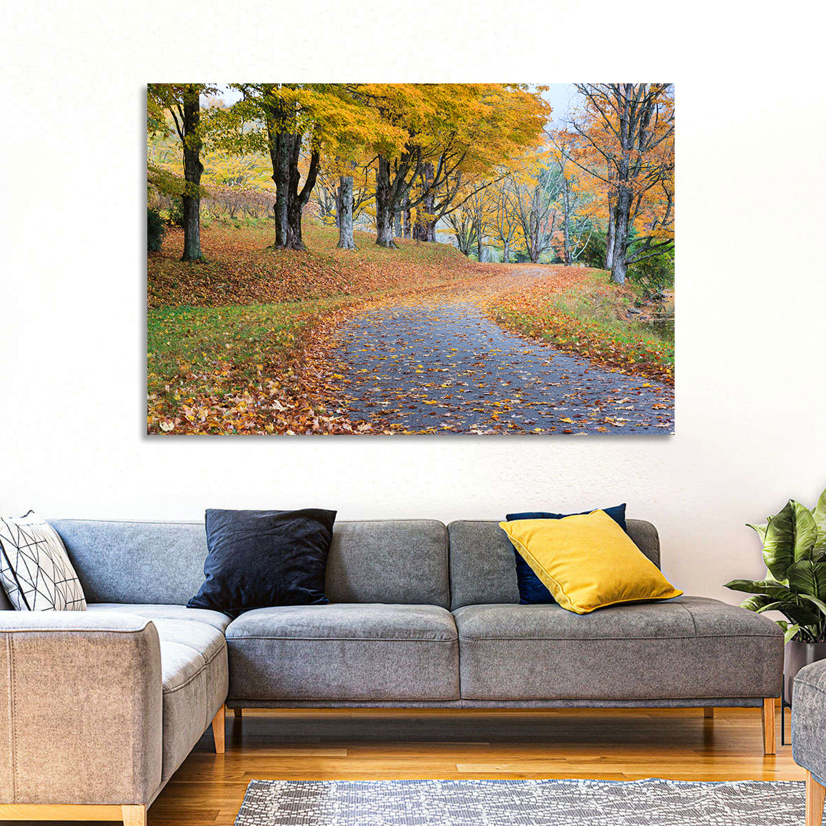 Autumn Road with Golden Canopy Wall Art